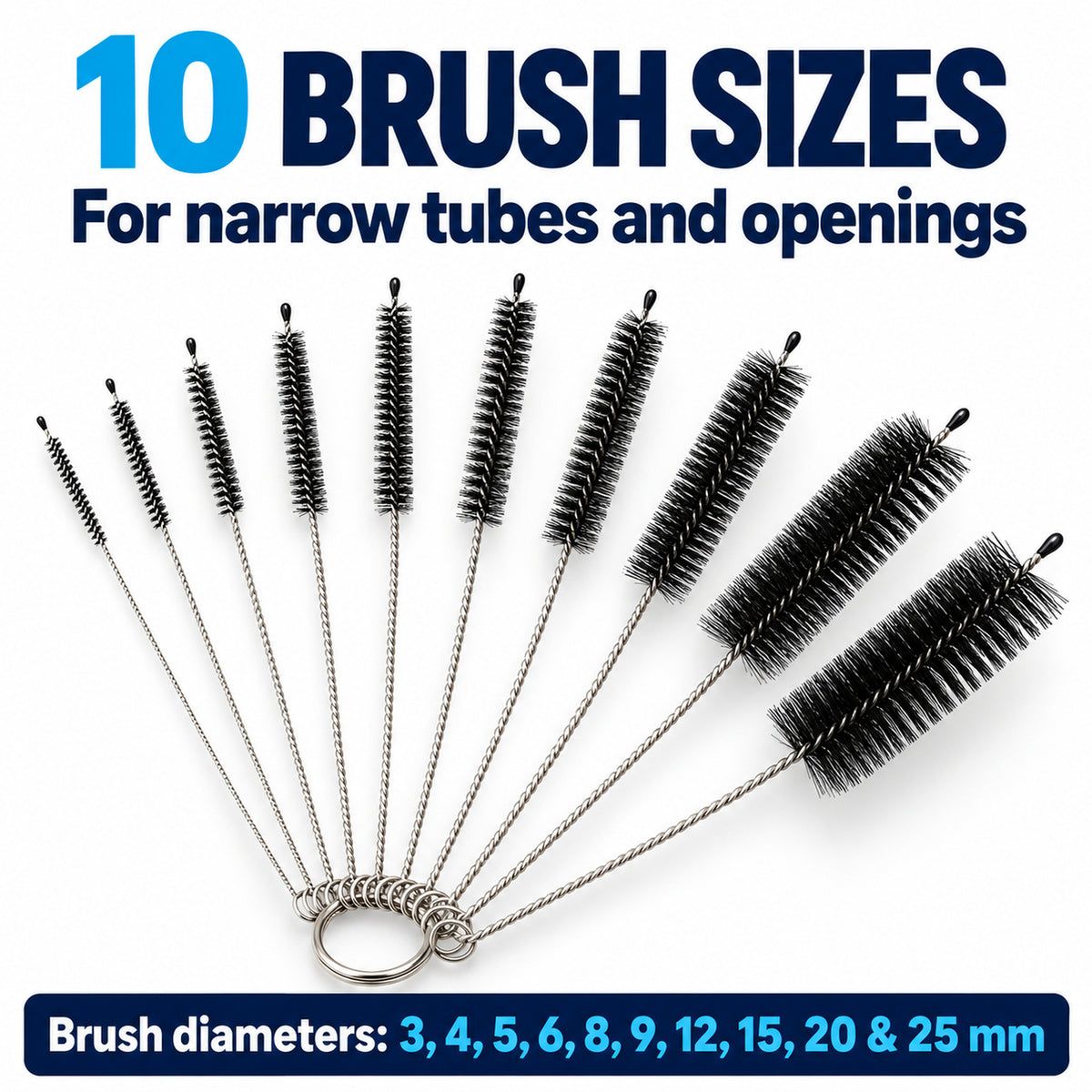 12Pcs Bottle Tube Cleaning Brush Set Straw Pipe Cleaner Flexible Double Ended