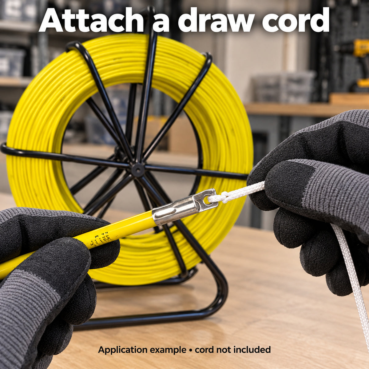 130m x 6mm Cable Pulling Rod Duct Rodder Fish Tape Reel Stand Wire Threader