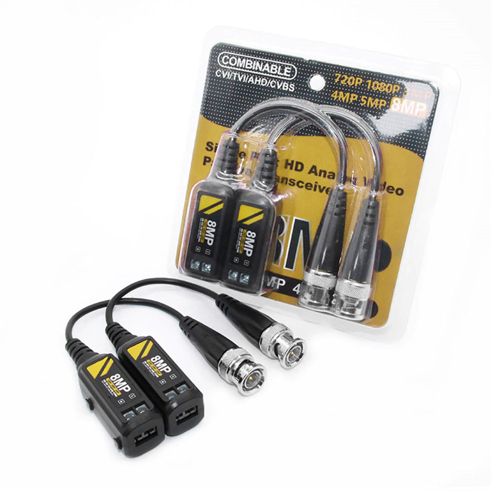 1 Pair HD Analog Video Passive Transceiver 8MP CCTV Video Balun Converter