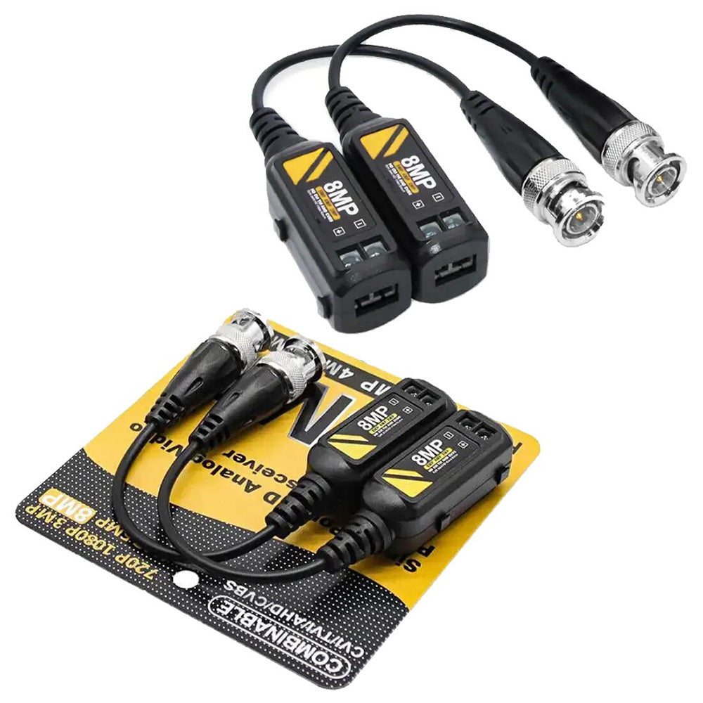 1 Pair HD Analog Video Passive Transceiver 8MP CCTV Video Balun Converter