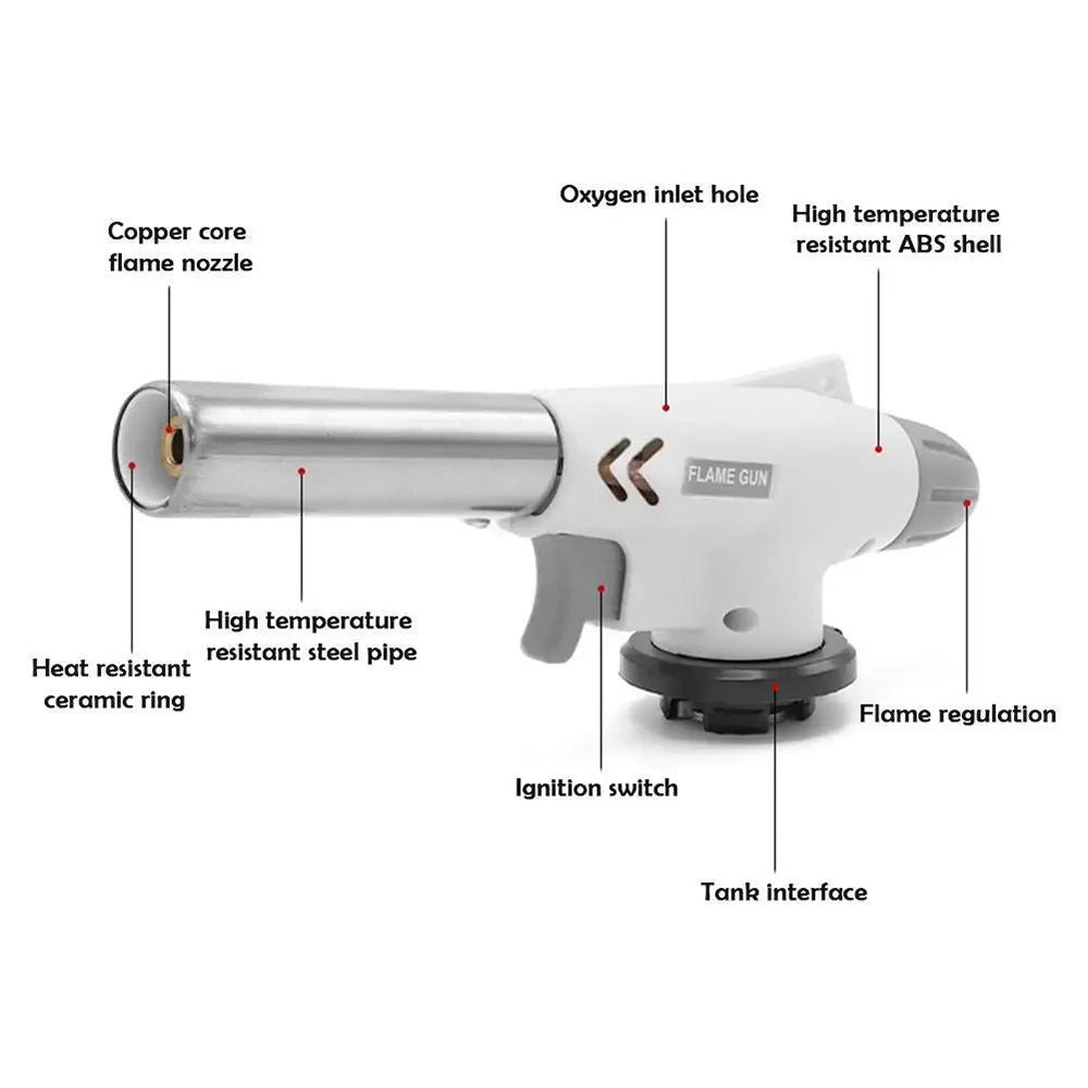 Outdoor Flame Gun Portable BBQ Gas Burner Adjustable Flame for Camping BBQ