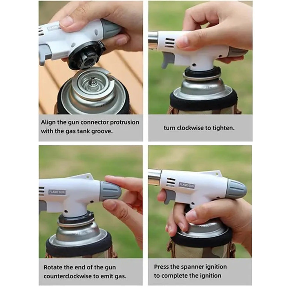 Outdoor Flame Gun Portable BBQ Gas Burner Adjustable Flame for Camping BBQ