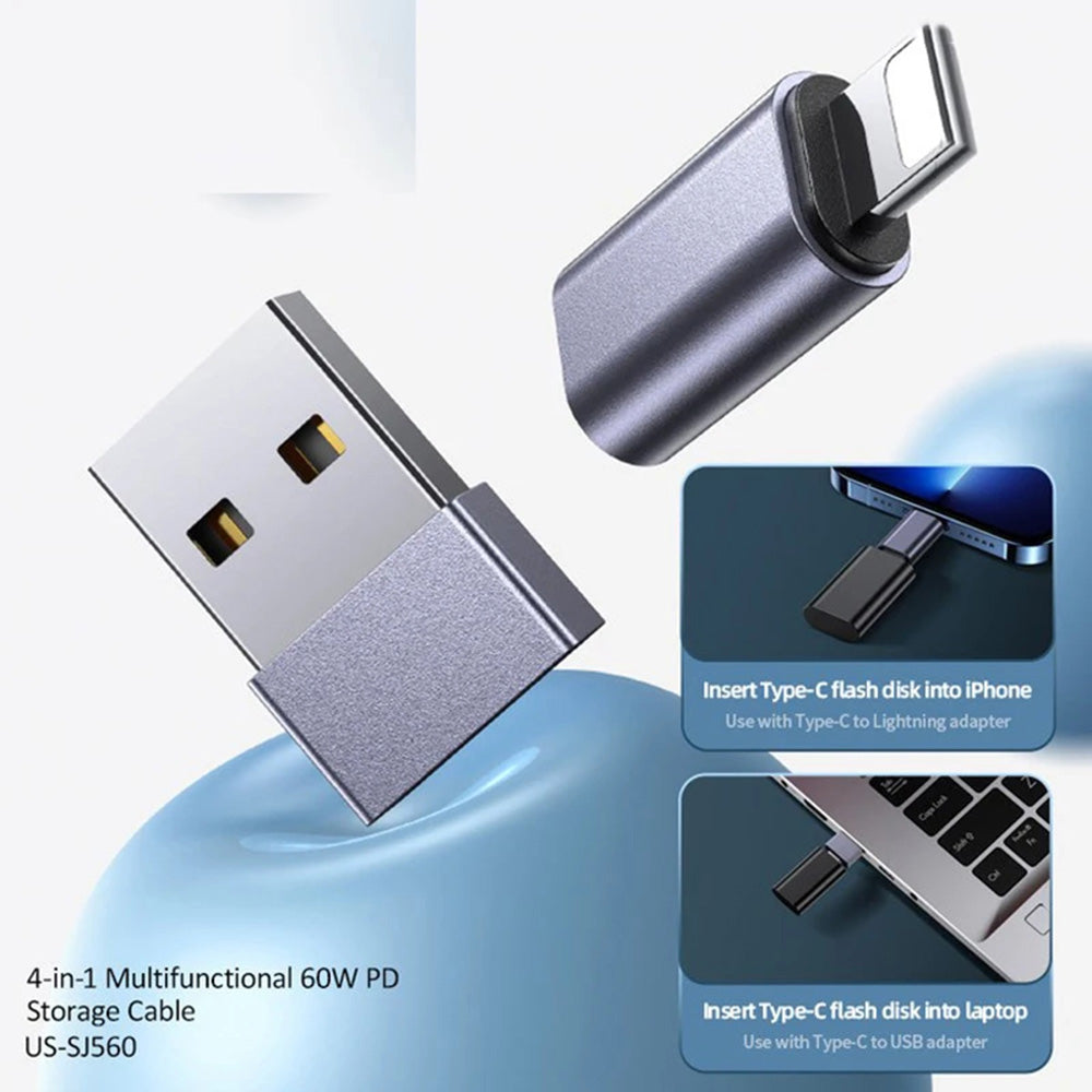 PD 60W Fast Charging 4 in 1 Multifunctional OTG Storage Cable Charge Data Cable