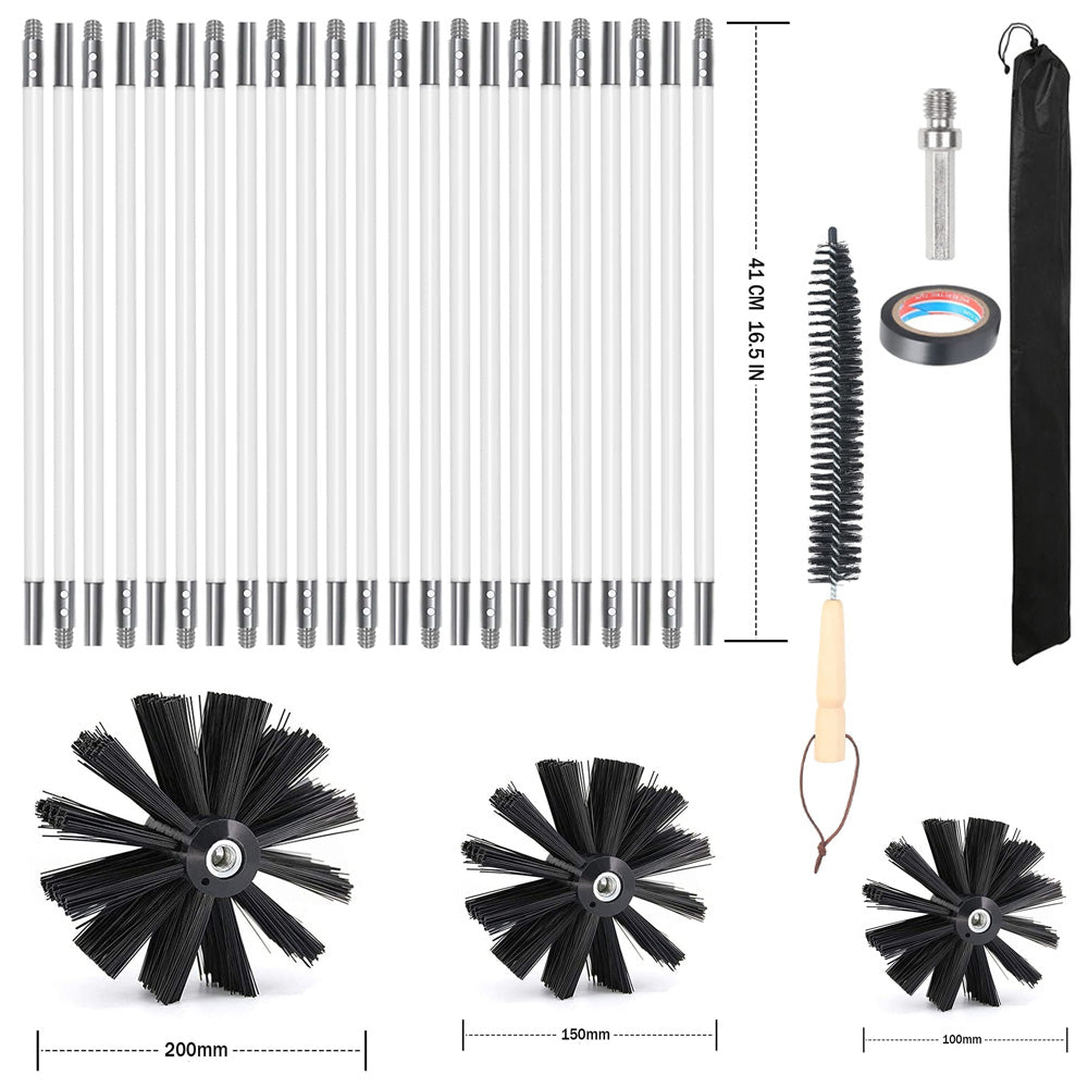 30 pcs Chimney Cleaning Brush Kit Duct Vent Cleaning Set Sweep Brush Tool