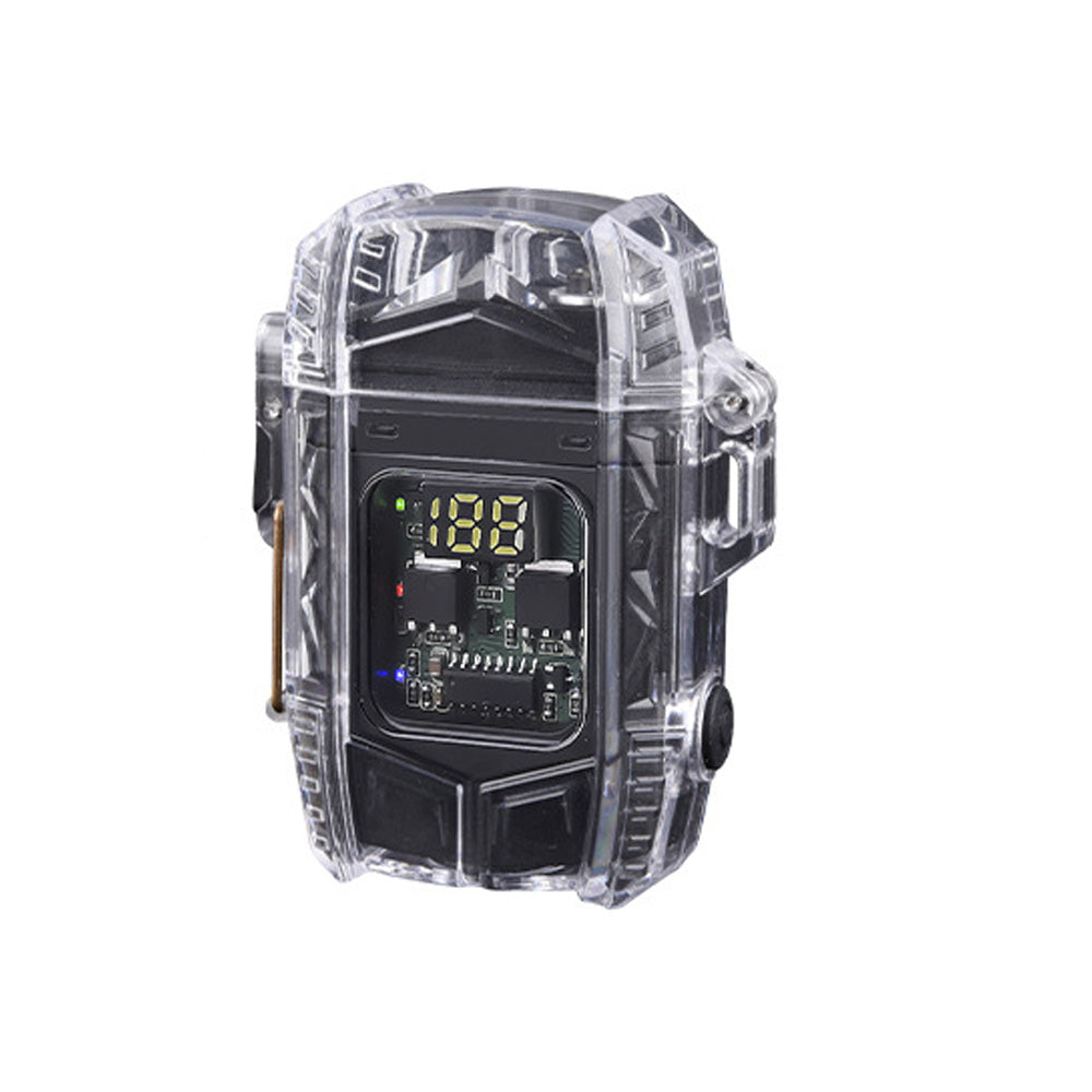 Double Arc Lighter Transparent Shell Digital Display Keychain Light Men's Gifts