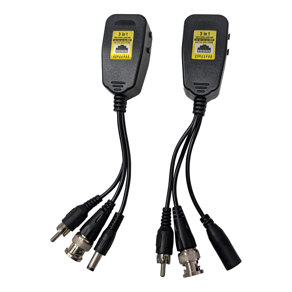 1 Pair 3-in-1 8MP HD Video Balun Connectors for CCTV Camera