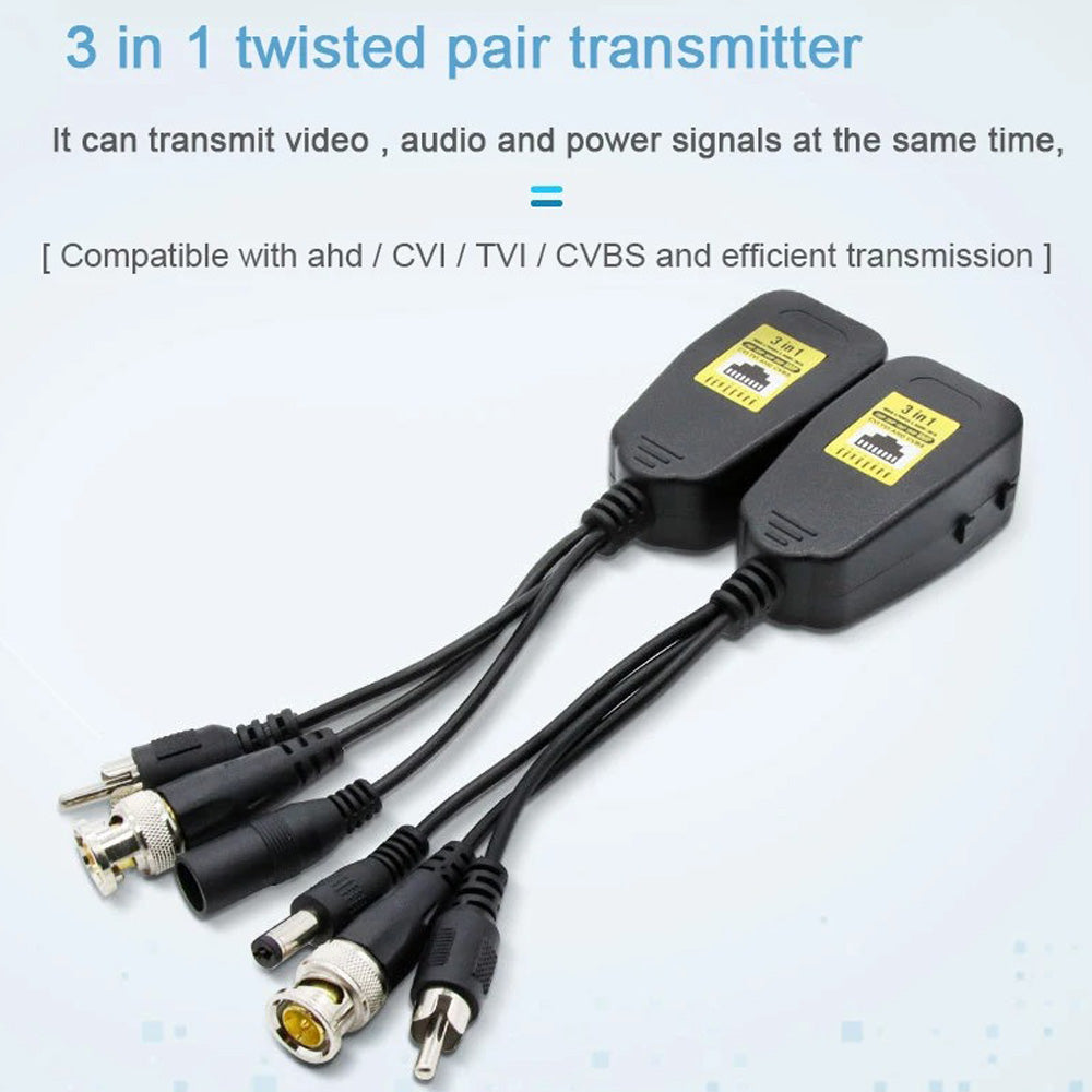 1 Pair  3-in-1 8MP HD Video Balun Connectors for CCTV Camera