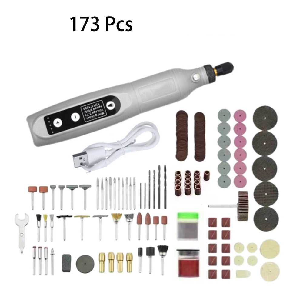 173Pcs Cordless Rotary Multi Tool Kits Adjustable Speed DIY Drilling Engraving