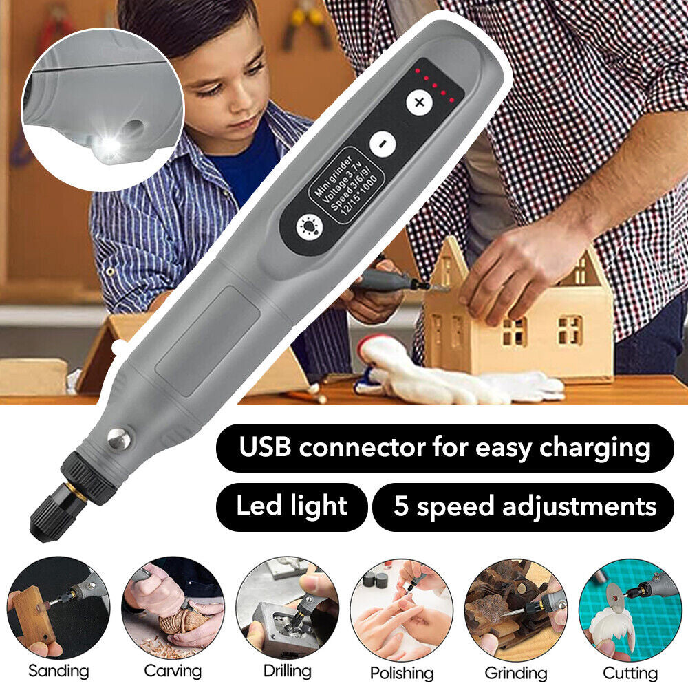 173Pcs Cordless Rotary Multi Tool Kits Adjustable Speed DIY Drilling Engraving