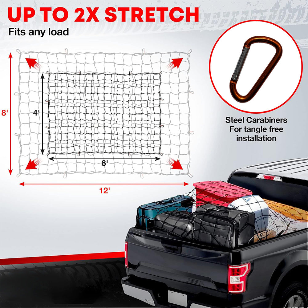 Heavy Duty Cargo Net UTE Trailer Car Net Nylon Bungee Cord 12 D-Clips
