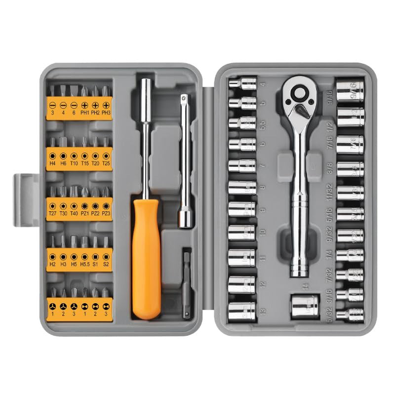 57 PCS 72 Teeth Ratchet Hand Tool Socket Set 1/4“-3/8” Metric Tool Kit