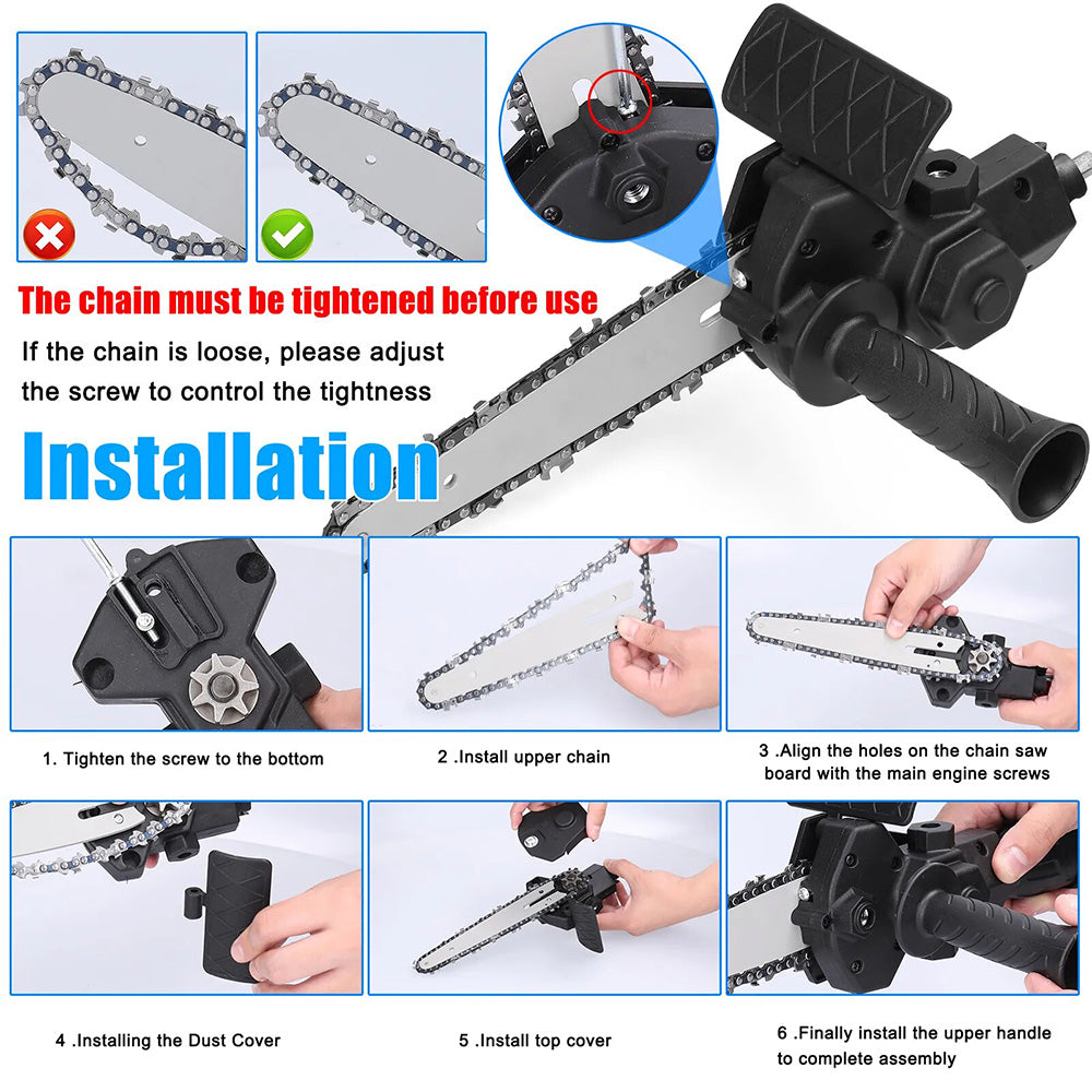 6 Inch Electric Drill Modified To Electric Chainsaw Woodworking Cutting Tool