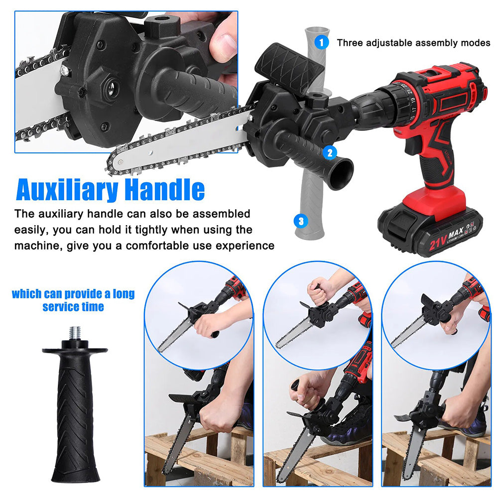 6 Inch Electric Drill Modified To Electric Chainsaw Woodworking Cutting Tool