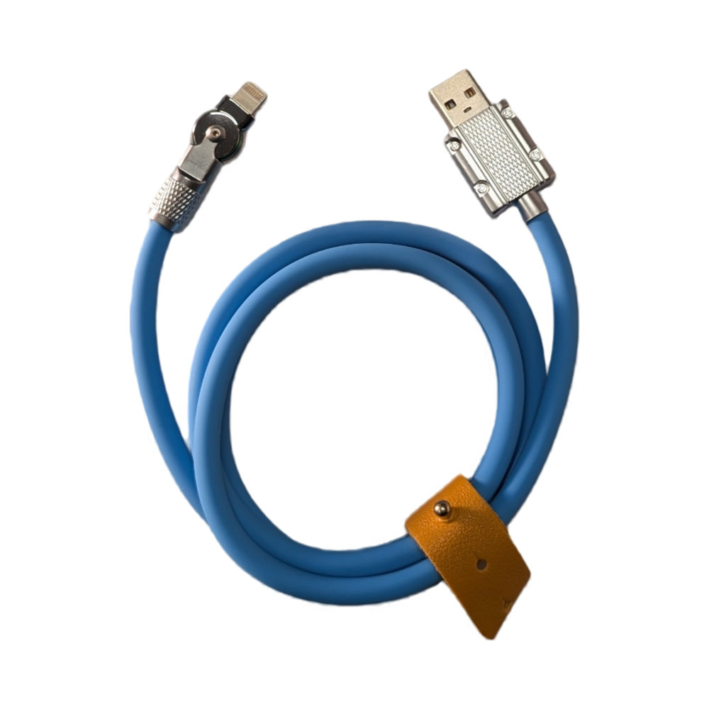 Zinc Alloy Silicone Charge Cable 180 Degrees Rotating 120W 6A 1m 2m