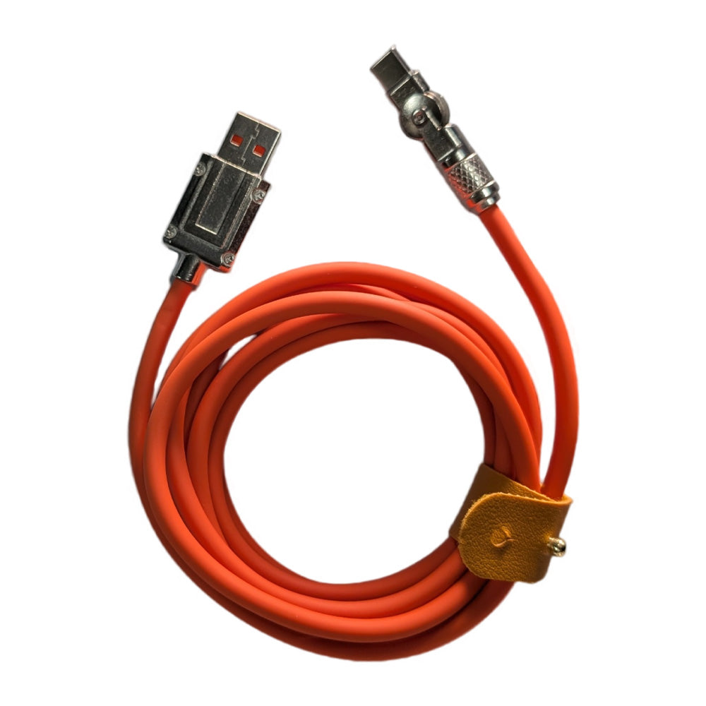 Zinc Alloy Silicone Charge Cable 180 Degrees Rotating 120W 6A 1m 2m