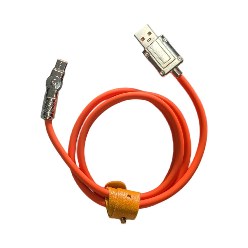 Zinc Alloy Silicone Charge Cable 180 Degrees Rotating 120W 6A 1m 2m