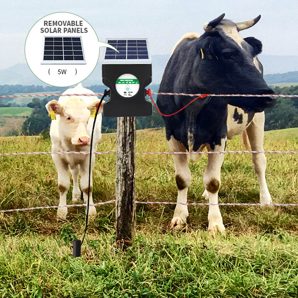 10KM 8KV 0.5J solar Fence Energizer 5W solor pannel Li-ion battery