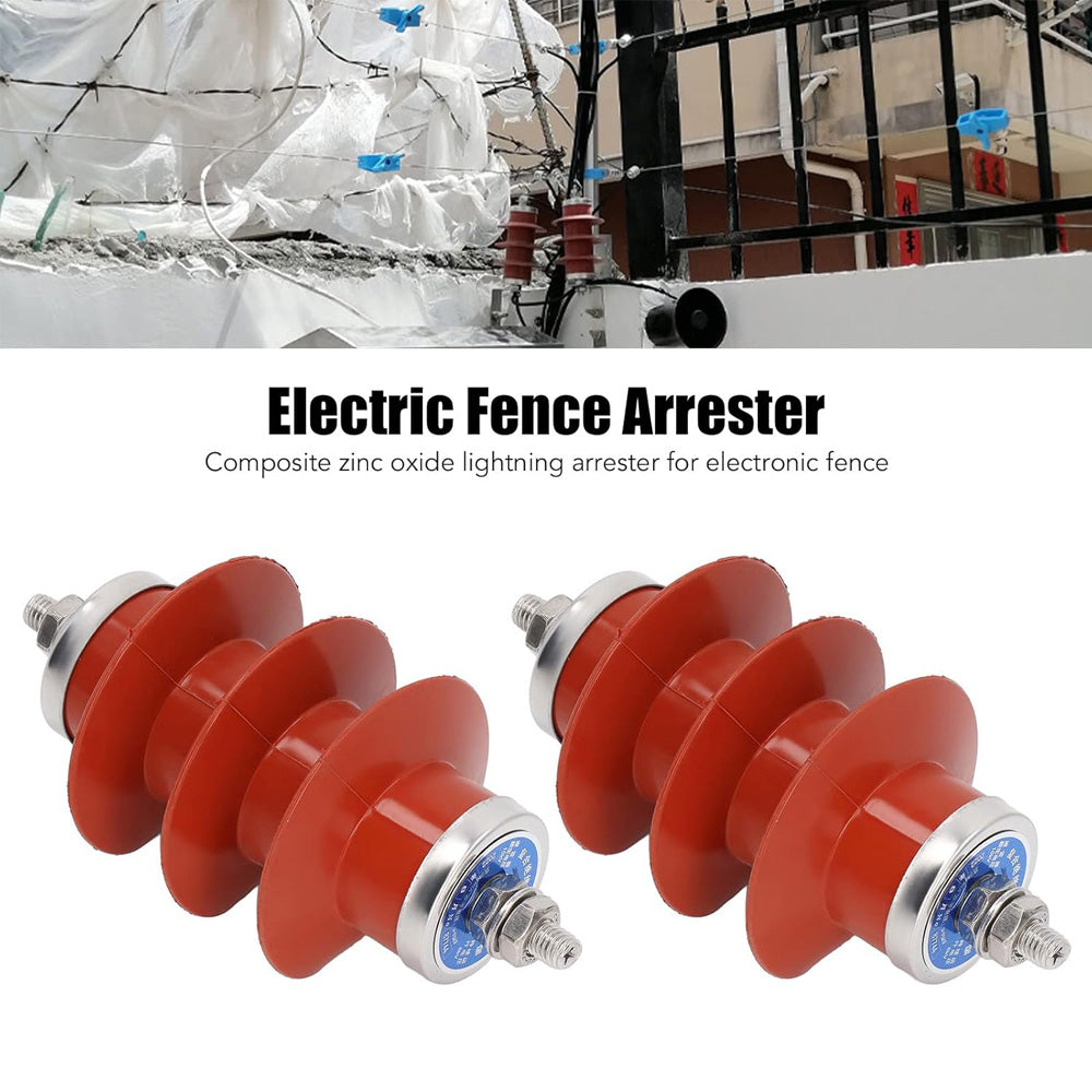 2Pcs Electric Fence High Voltage Arrester 15K Zinc Oxide Red Three Page Arrester