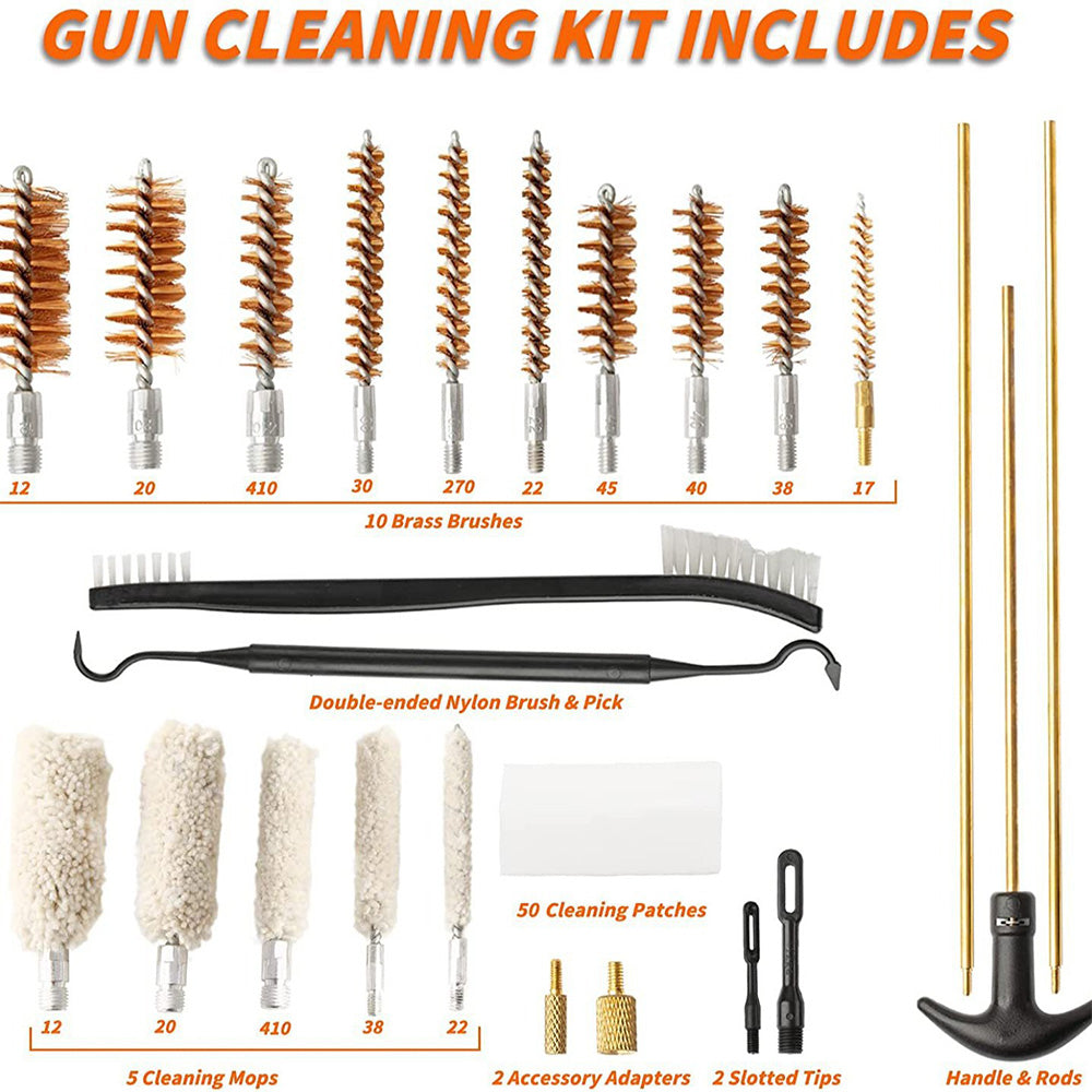 25 PCS Universal Gun Cleaning Kit Hunting Rifle Pistol Shotgun Cleaner Tool Set