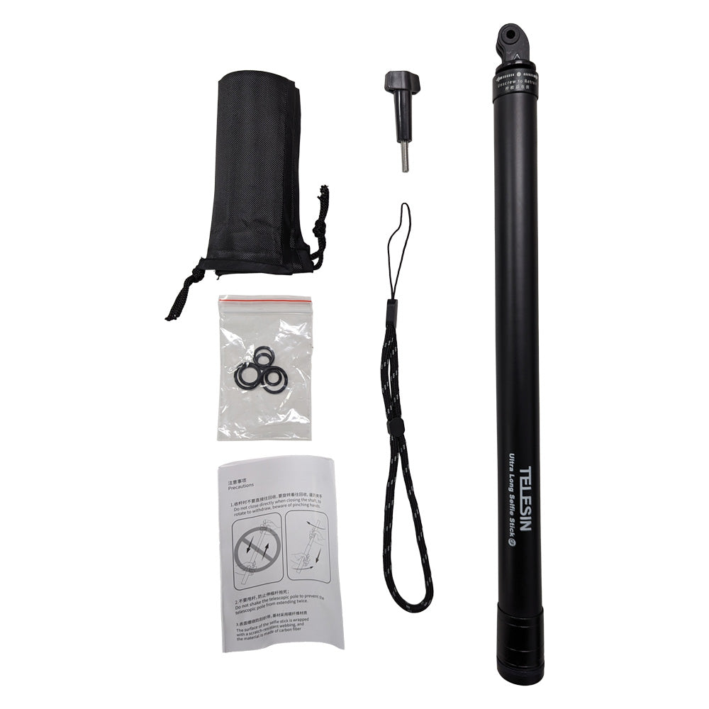 TELESIN 2.7M Ultra Long Monopod Carbon Fiber Selfie Stick For GoPro Hero 12 11 10 9 8 7 6 5 4 Max Insta36