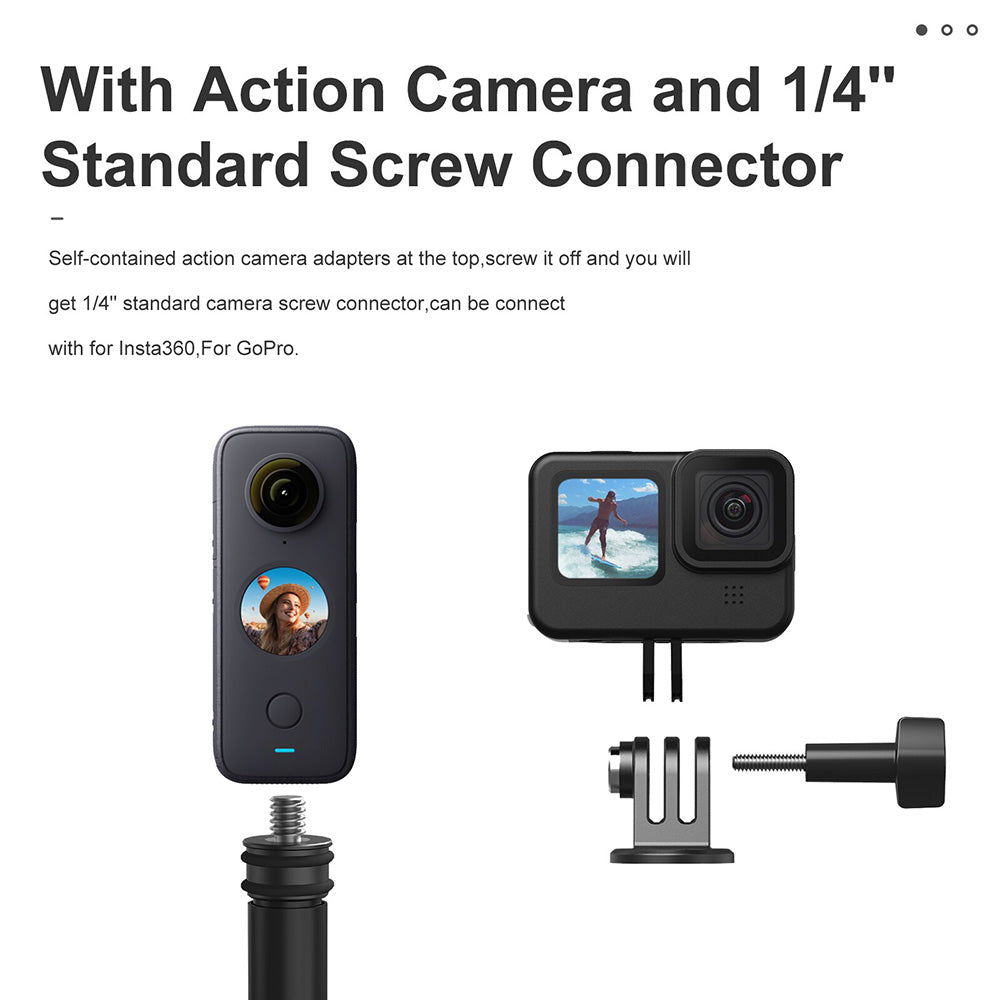 TELESIN 2.7M Ultra Long Monopod Carbon Fiber Selfie Stick For GoPro Hero 12 11 10 9 8 7 6 5 4 Max Insta36