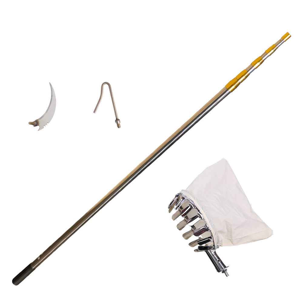 6m 19.5FT Fruit Picker Telescopic Stainless steel Extension Pole hook sickle