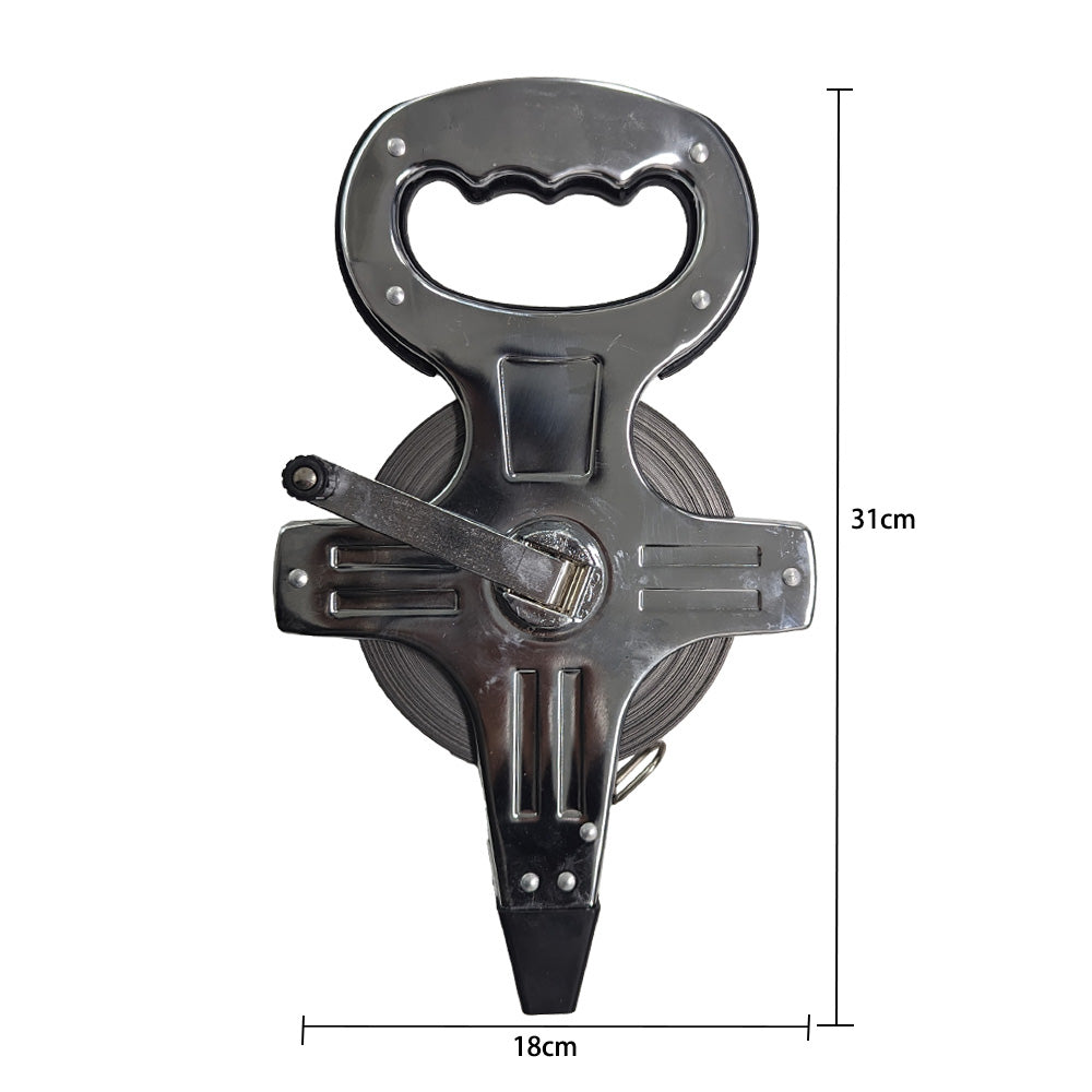 100m Stainless Steel Tape Measure Portable Retractable Metric Tape Ruler
