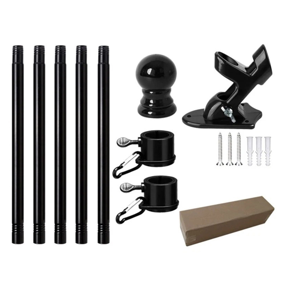 5-section 1.9m Telescoping Flagpole Kit 2-angle Mounting Stand