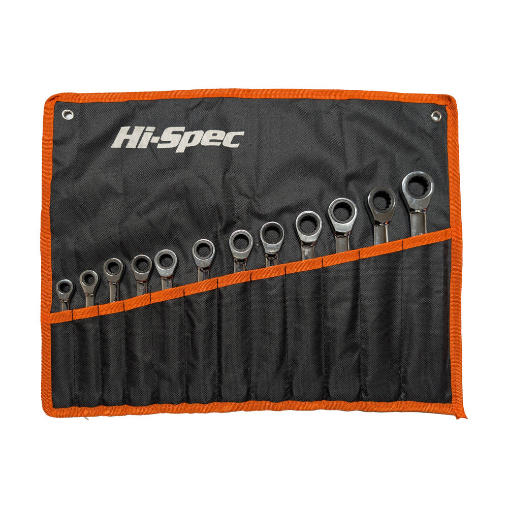 12Pcs 8-19mm Metric Ratchet Spanner Set Professional Ratchet Wrench Tool