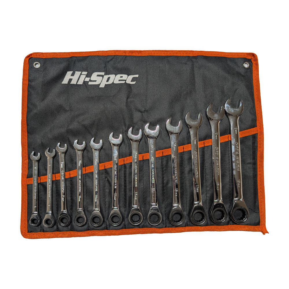 12Pcs 8-19mm Metric Ratchet Spanner Set Professional Ratchet Wrench Tool