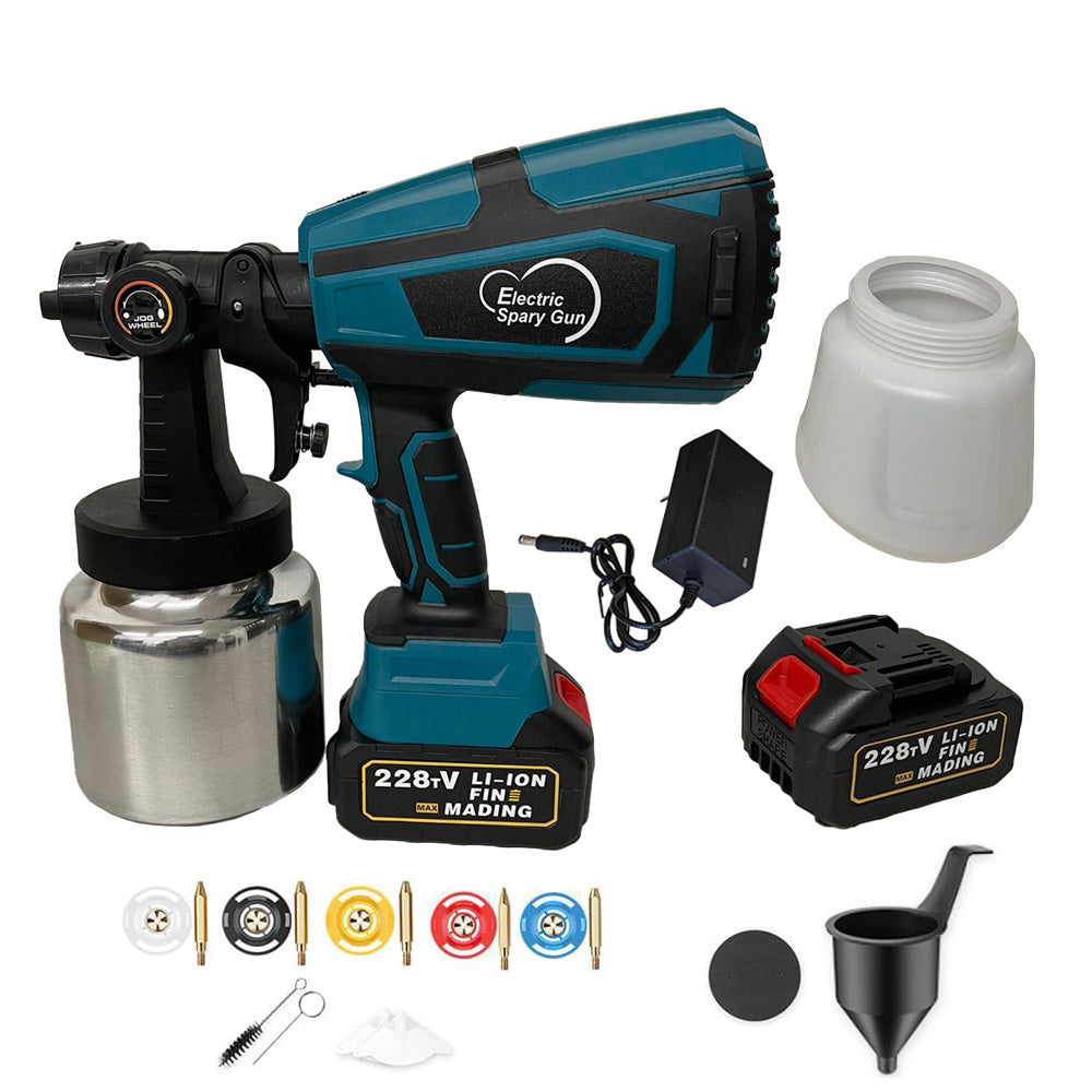 1000ML Electric Spray Gun Cordless Paint Sprayer Airbrush 5 Nozzle 2 Battery