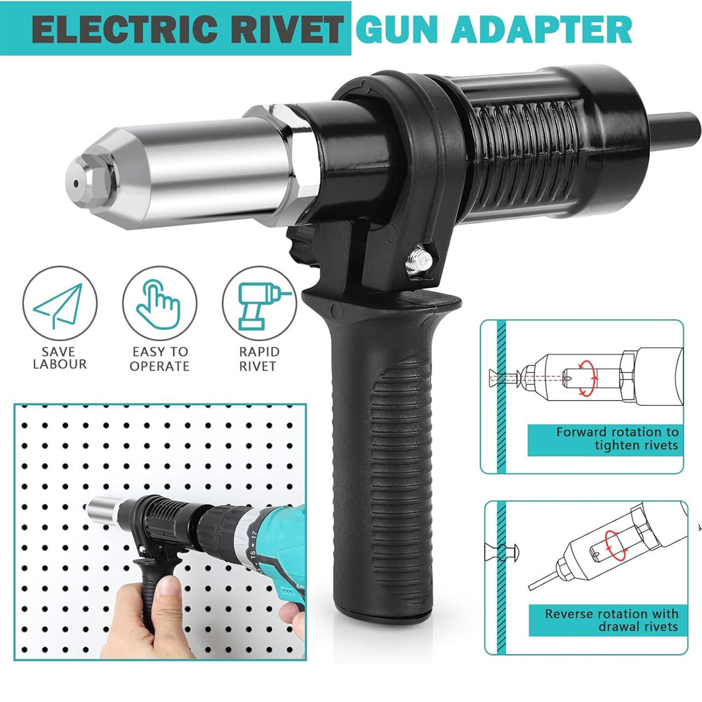 Electric Rivet Gun Adapter Kit Cordless Drill Nut Riveter Insert Wrench Kit