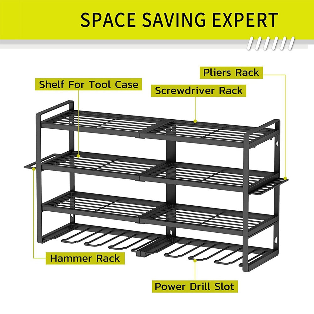 Power Tool Organizer Wall Mount High-capacity Storage 4 Layers 8 Drill Holder