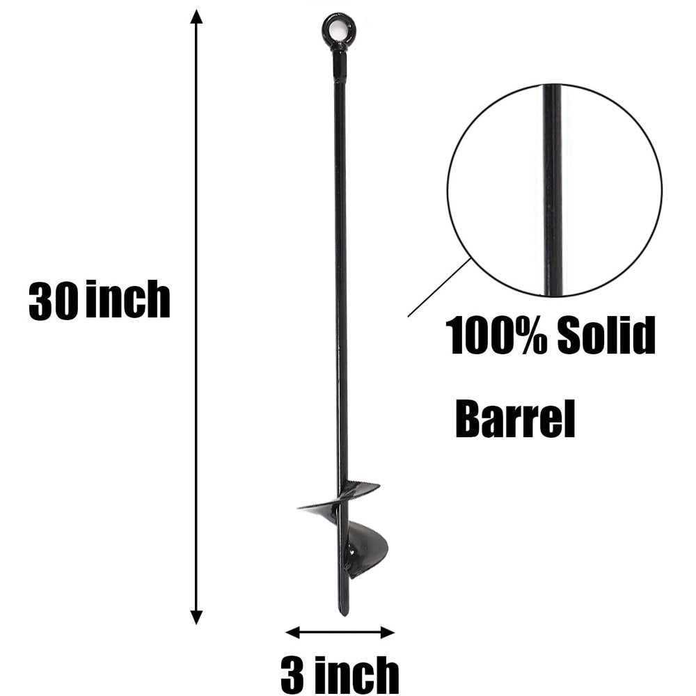 4 Pcs 30" Long Black Ground Anchor Heavy Duty Anchor Hook Solid Steel Shaft