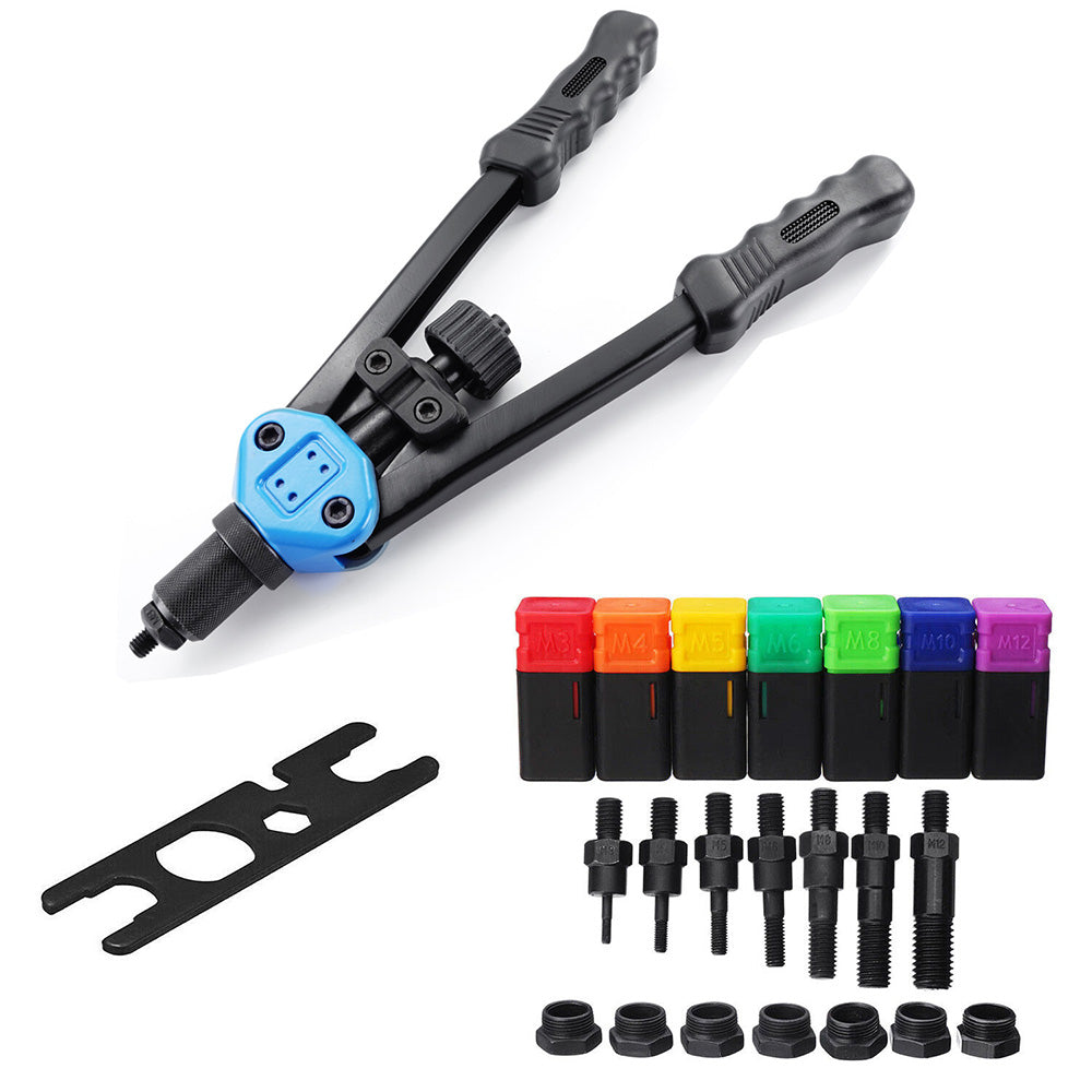 70 pcs Manual Riveter Gun Riveting Machine Nut Tool M3-M12