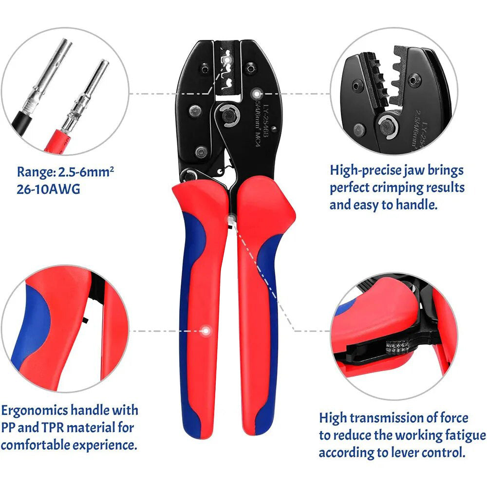 Solar Crimping Tool Kit Cable Connector 6pcs Male Female Solar Connector