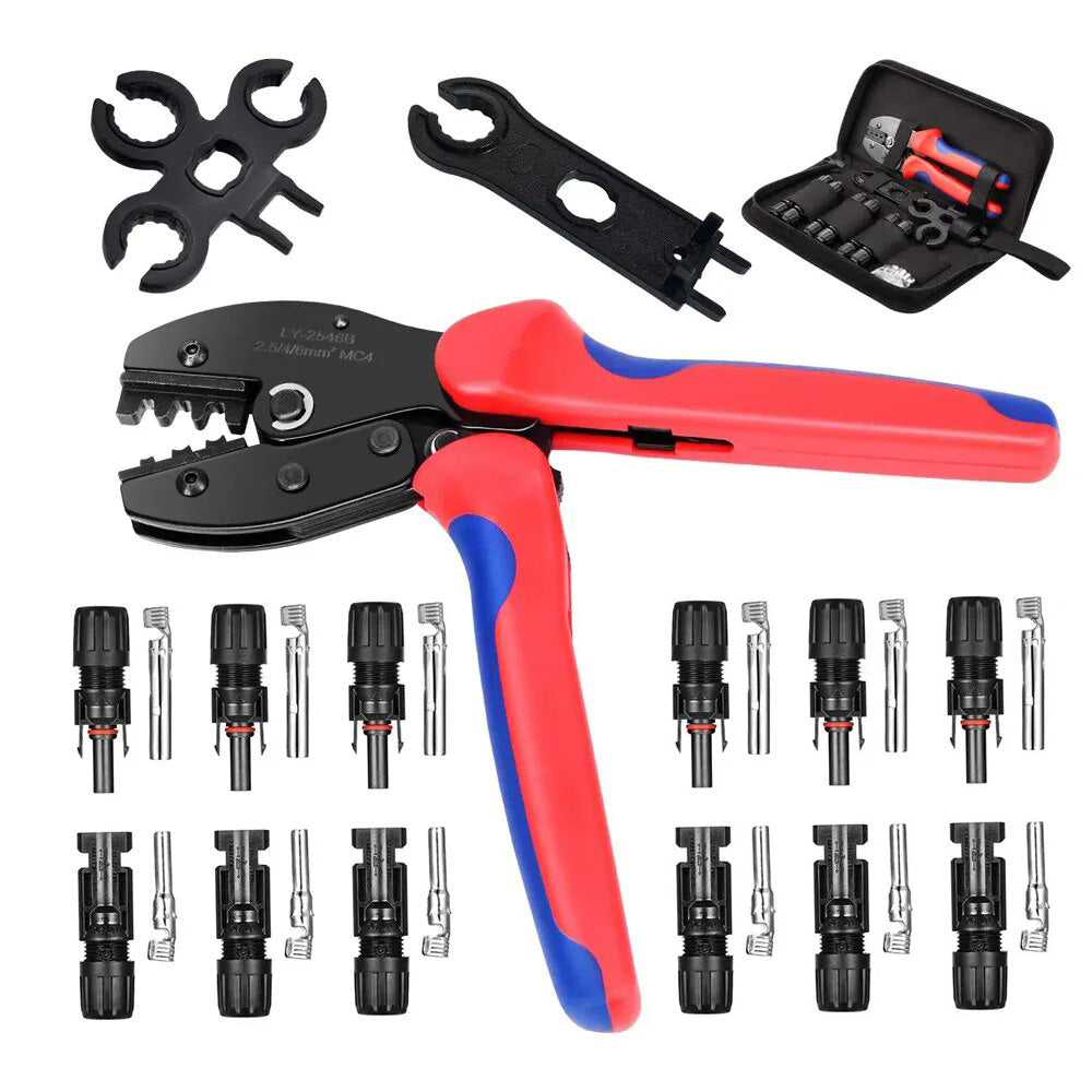 Solar Crimping Tool Kit Cable Connector 6pcs Male Female Solar Connector