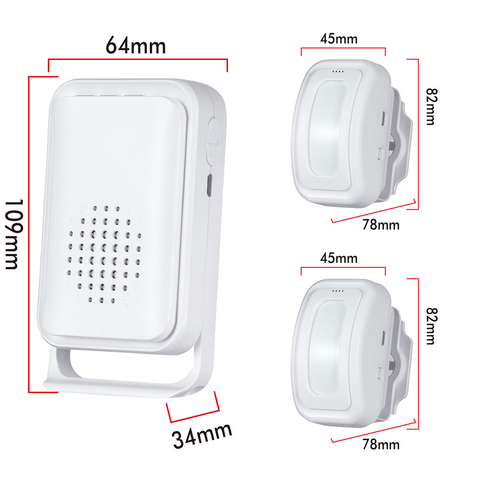 Wireless Motion Sensor Alarm Door Chime for Business 2 Detector & 1 Receiver