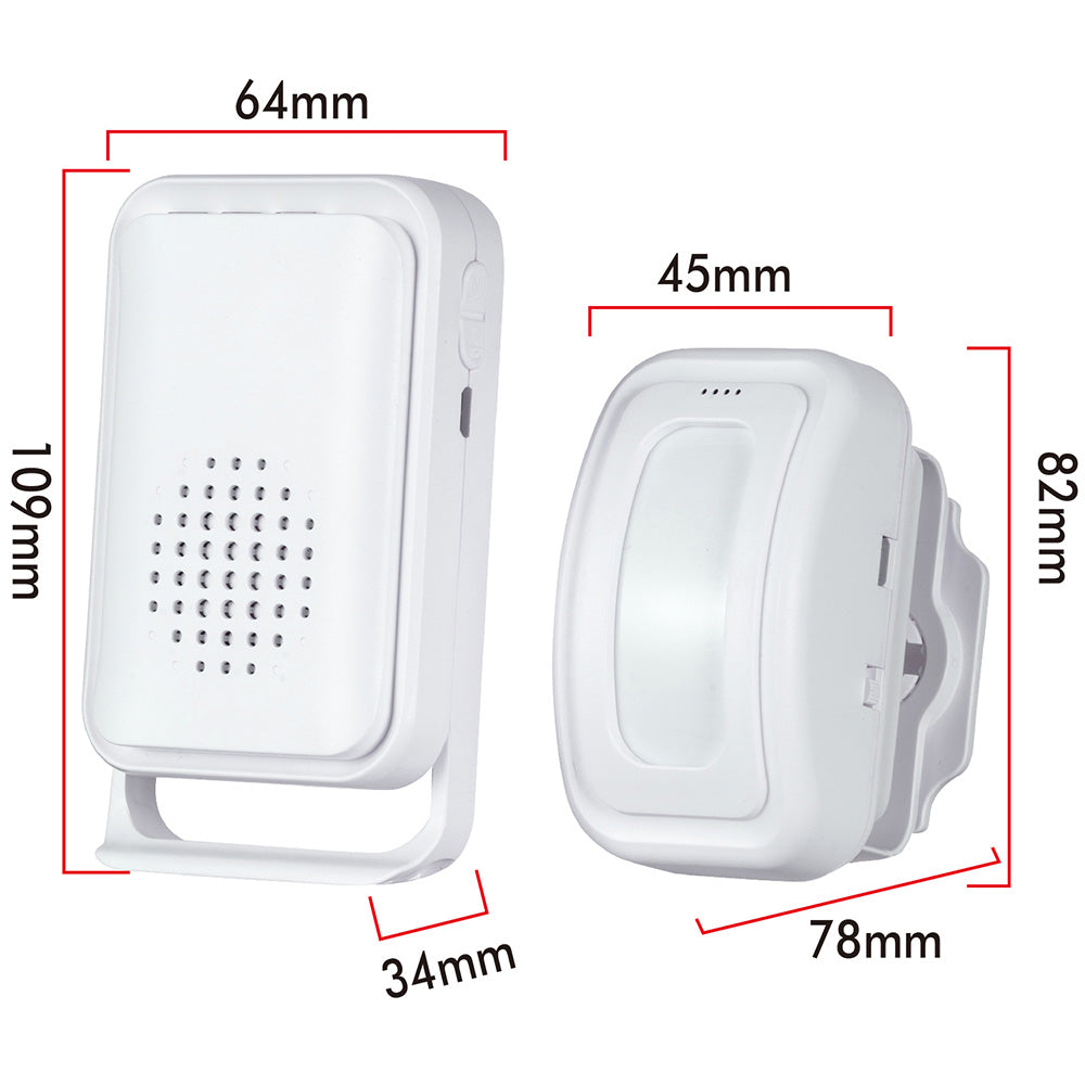 Wireless Motion Sensor Alarm Door Chime for Business 1 Detector & 1 Re