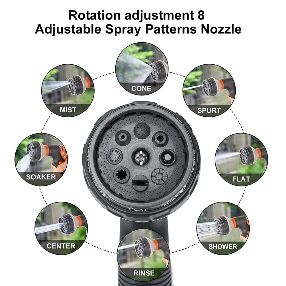 Garden Hose Spray Gun Set 8 Adjustable Patterns High Pressure Water Gun Nozzle