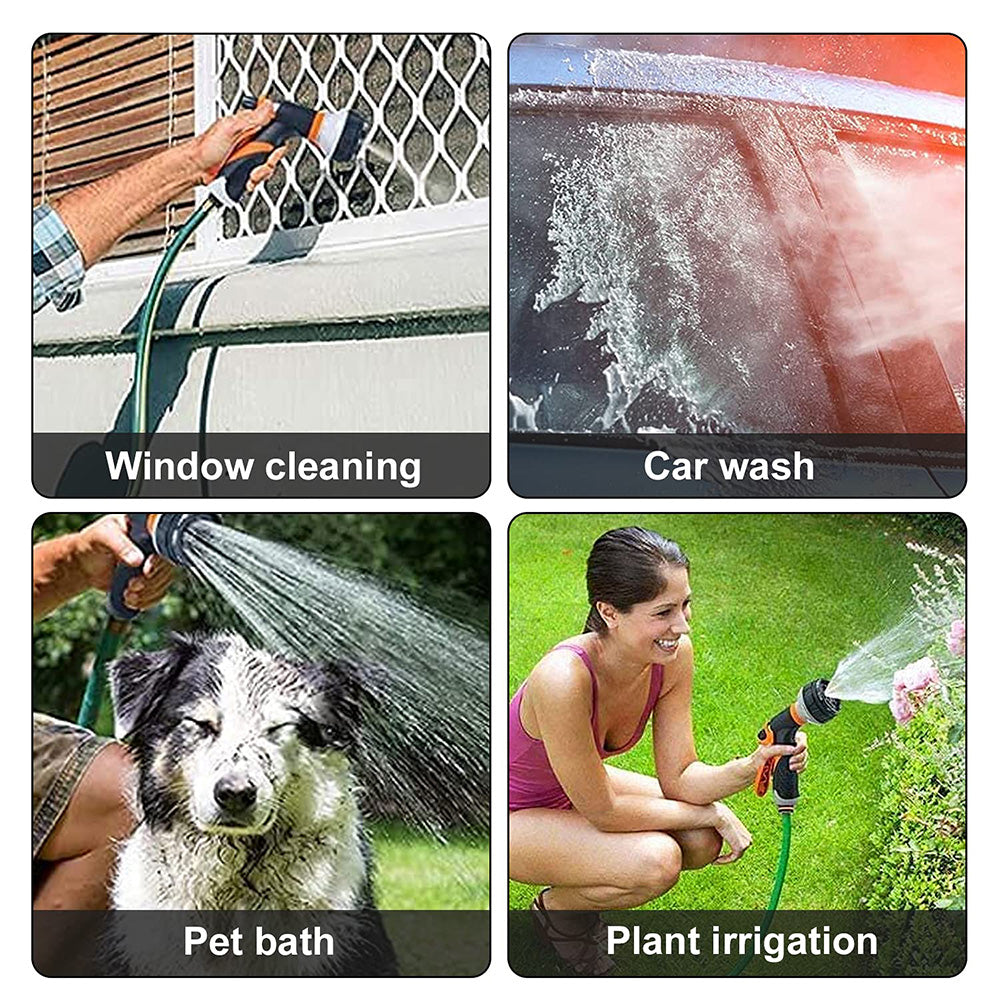 Garden Hose Spray Gun Set 8 Adjustable Patterns High Pressure Water Gun Nozzle