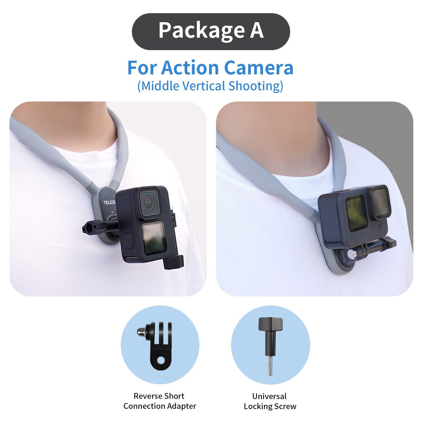 TELESIN Smartphone Chest Mount Soft Silicone Magnetic Neck Hold for GoPro Hero 12 11 10 9 8 7 6 5 4 Insta360