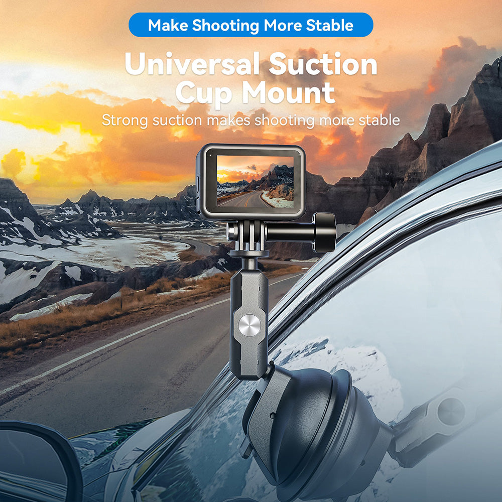 TELESIN Car Phone Holder Suction Cup 360° Adjustable 1/4 Adapter For GoPro