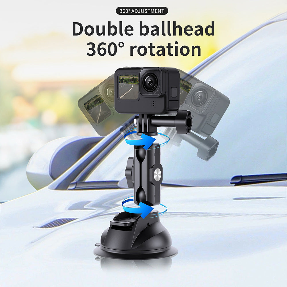 TELESIN Car Phone Holder Suction Cup 360° Adjustable 1/4 Adapter For GoPro