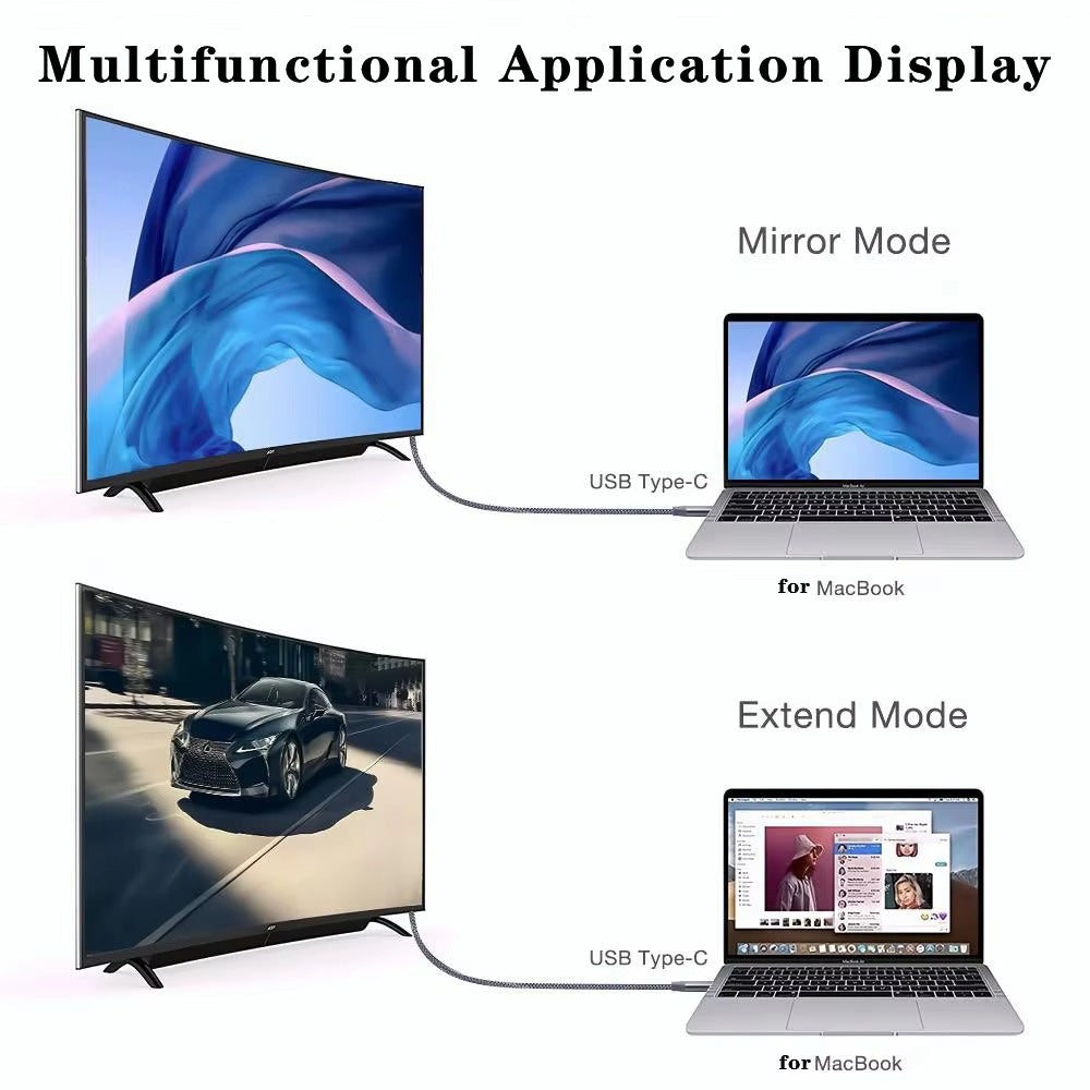 2m USB-C to Dp HD Cable Computer Mobile Phone Connected to Monitor TV 8K60HZ