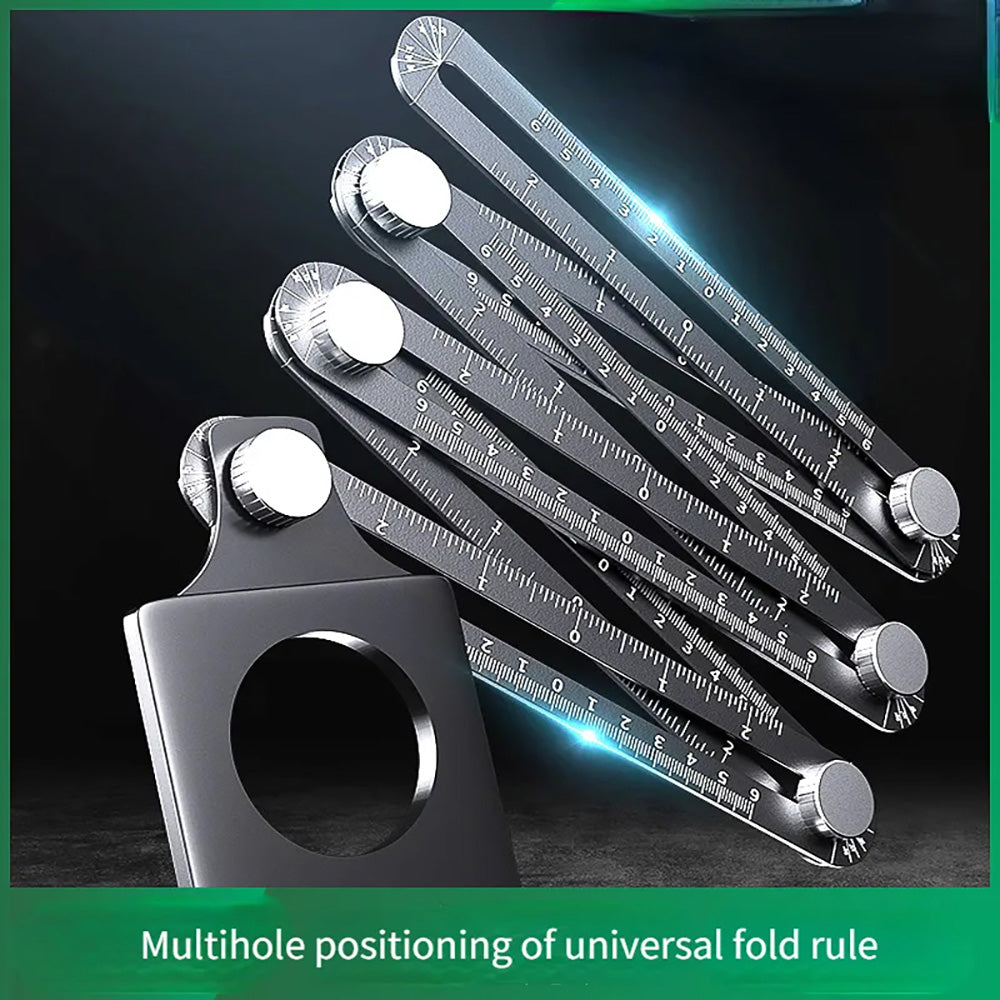 Multi-function Aluminum Alloy Six Fold Rule Tile Hole Locator Woodworking Ruler