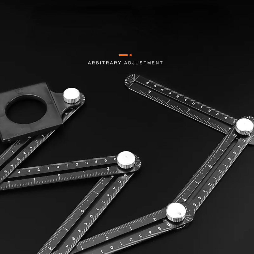 Multi-function Aluminum Alloy Six Fold Rule Tile Hole Locator Woodworking Ruler