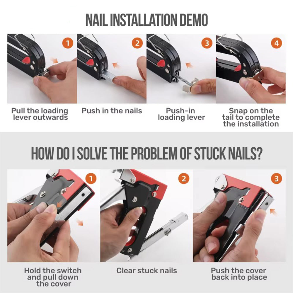 3-in-1 Nailer Stapler Gun Set With 1200 Staples Manual DIY Nailer Tool Kit 