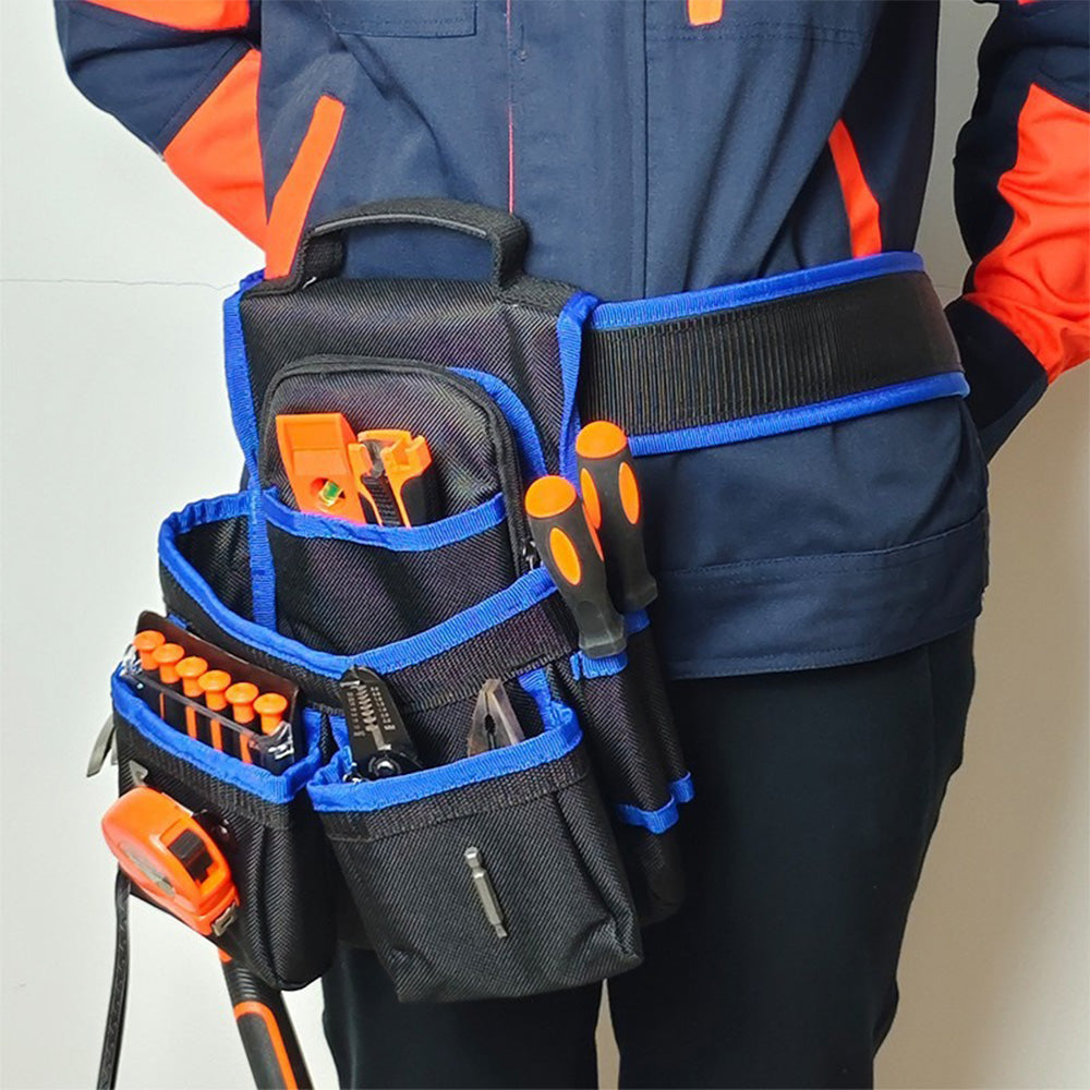 Adjustable Electrician Tool Bag with Suspenders and Magnetic Pouches