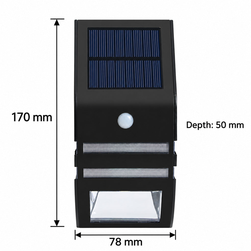 YH0607 Black Solar PIR Sensor Led Security Outdoor Waterproof Wall Light